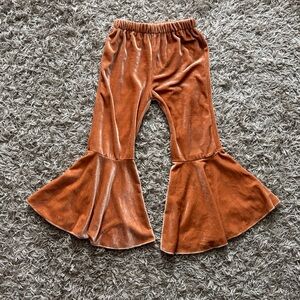 Kids Flared Velvet Pants in Rust